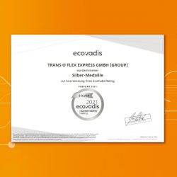 trans-o-flex ecovadis Silber-Medaille