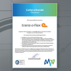trans-o-flex bezieht Strom aus erneuerbaren Energien